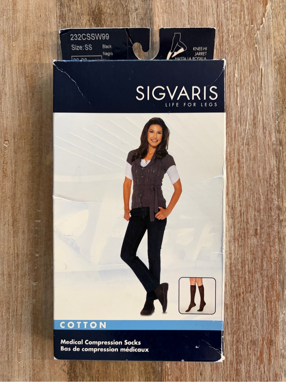 Sigvaris Women’s Cotton Knee High Compression Socks 20-30 mmHg Size SS Black NWT